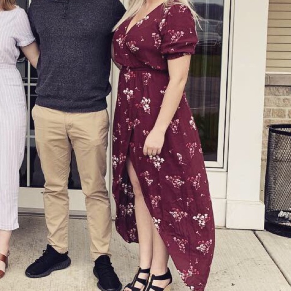 Express red floral dress
